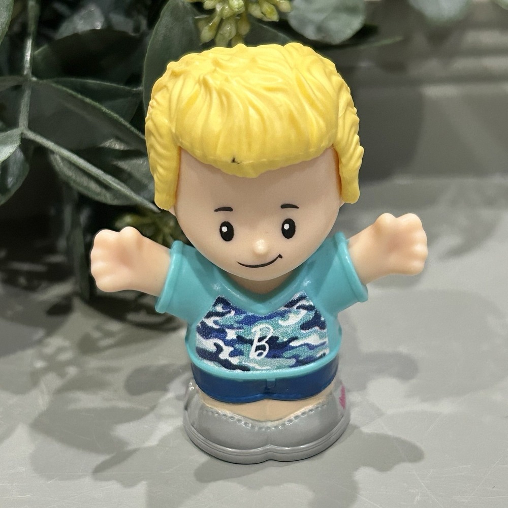 Fisher Price Little People Blonde Ken Doll‎ Figure Barbie's Boyfriend Blue-Camo